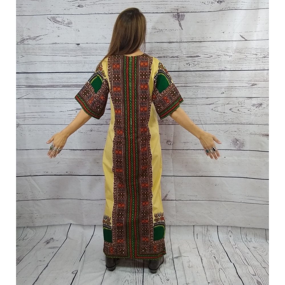 70s Cotton Festival Bell Sleeve Maxi Dress - image 5